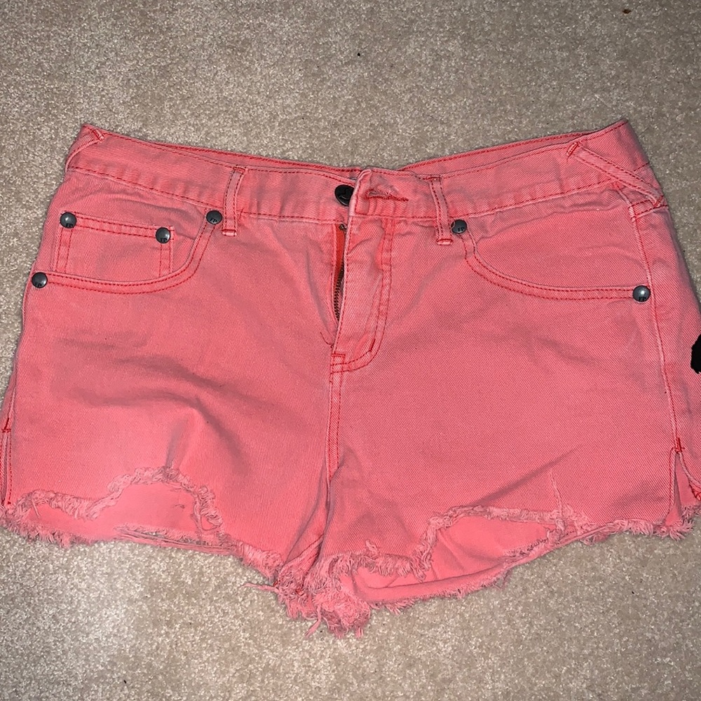 Free people coral Jean shorts